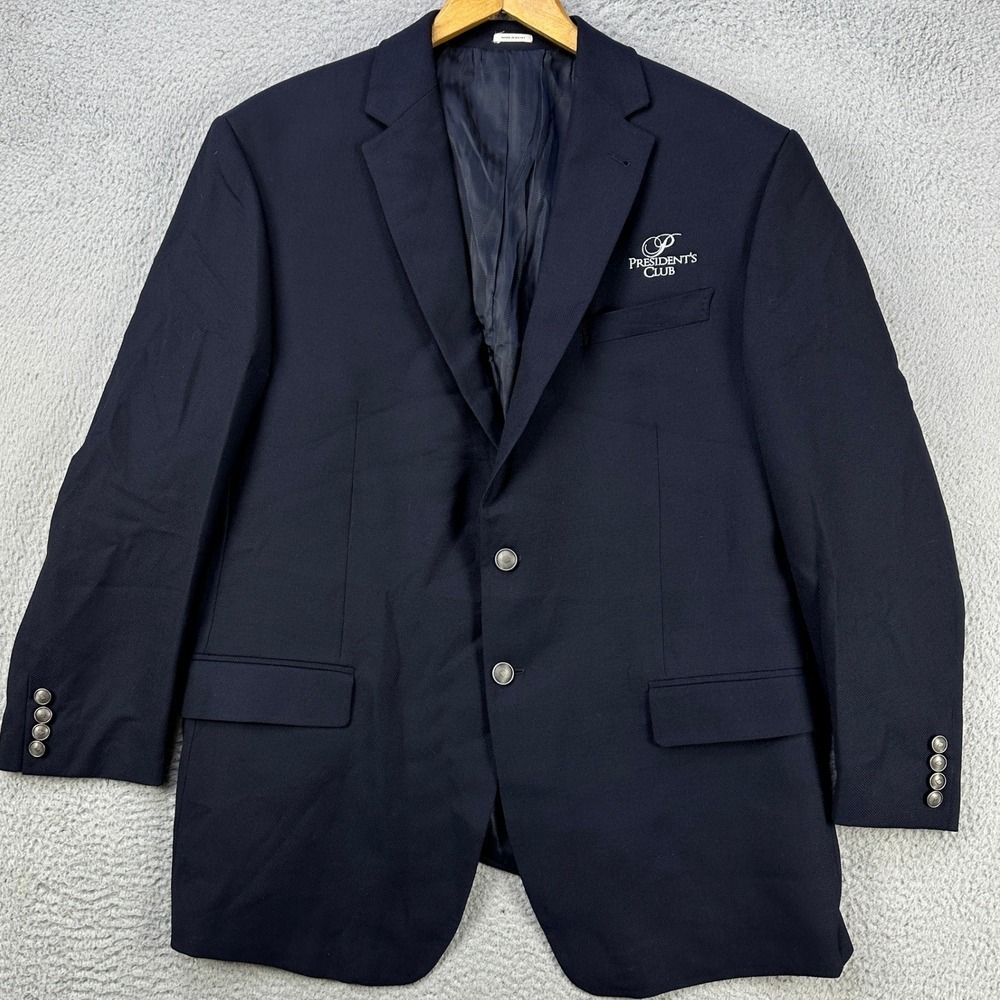Joseph Abboud 100% Wool Blazer Jacket Sport Coat Mens 48R Navy Reda Fabric NEW